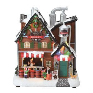 Holiday Time Indoor Decoration Multi-Color Chocolate Store Village House